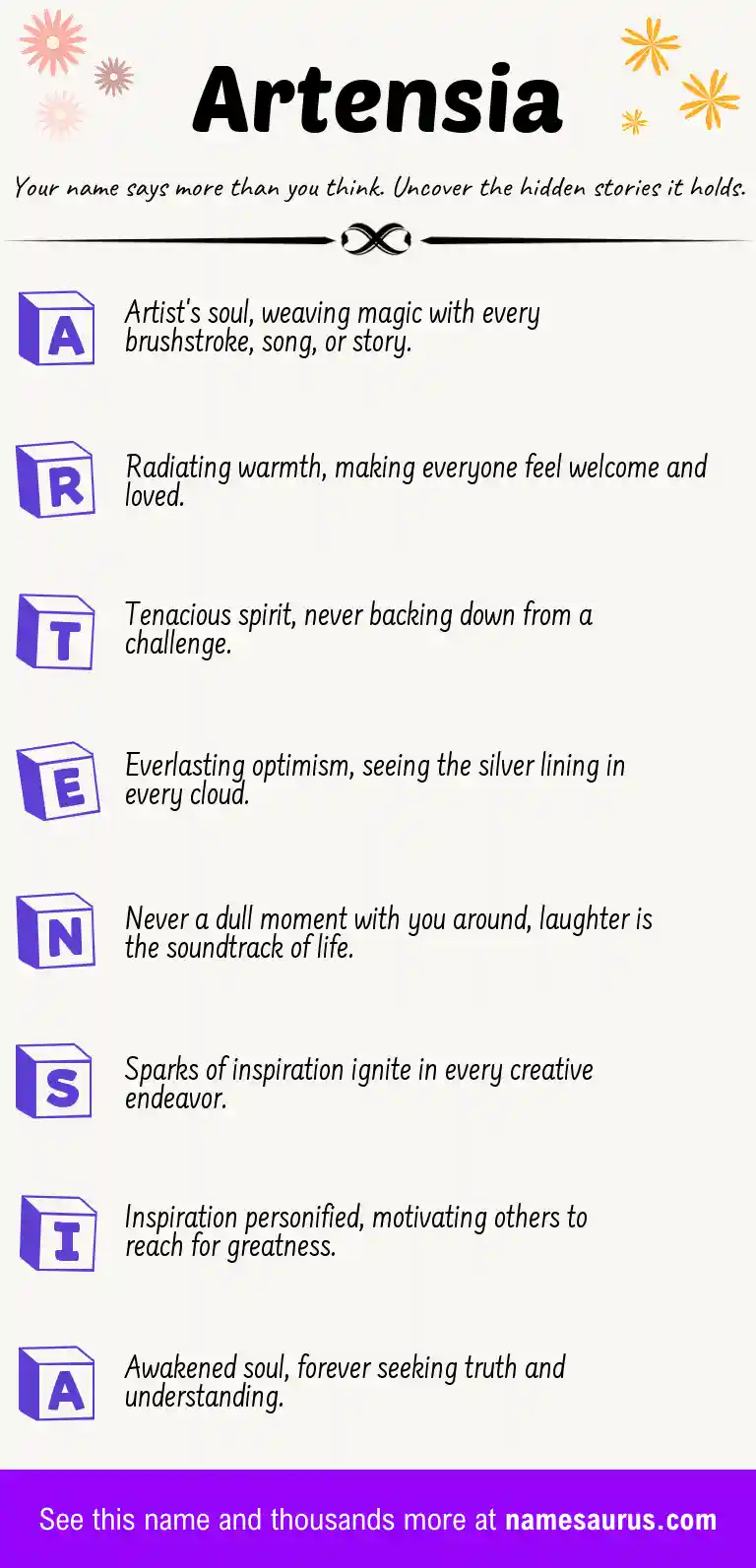 Acrostic poem about Artensia.