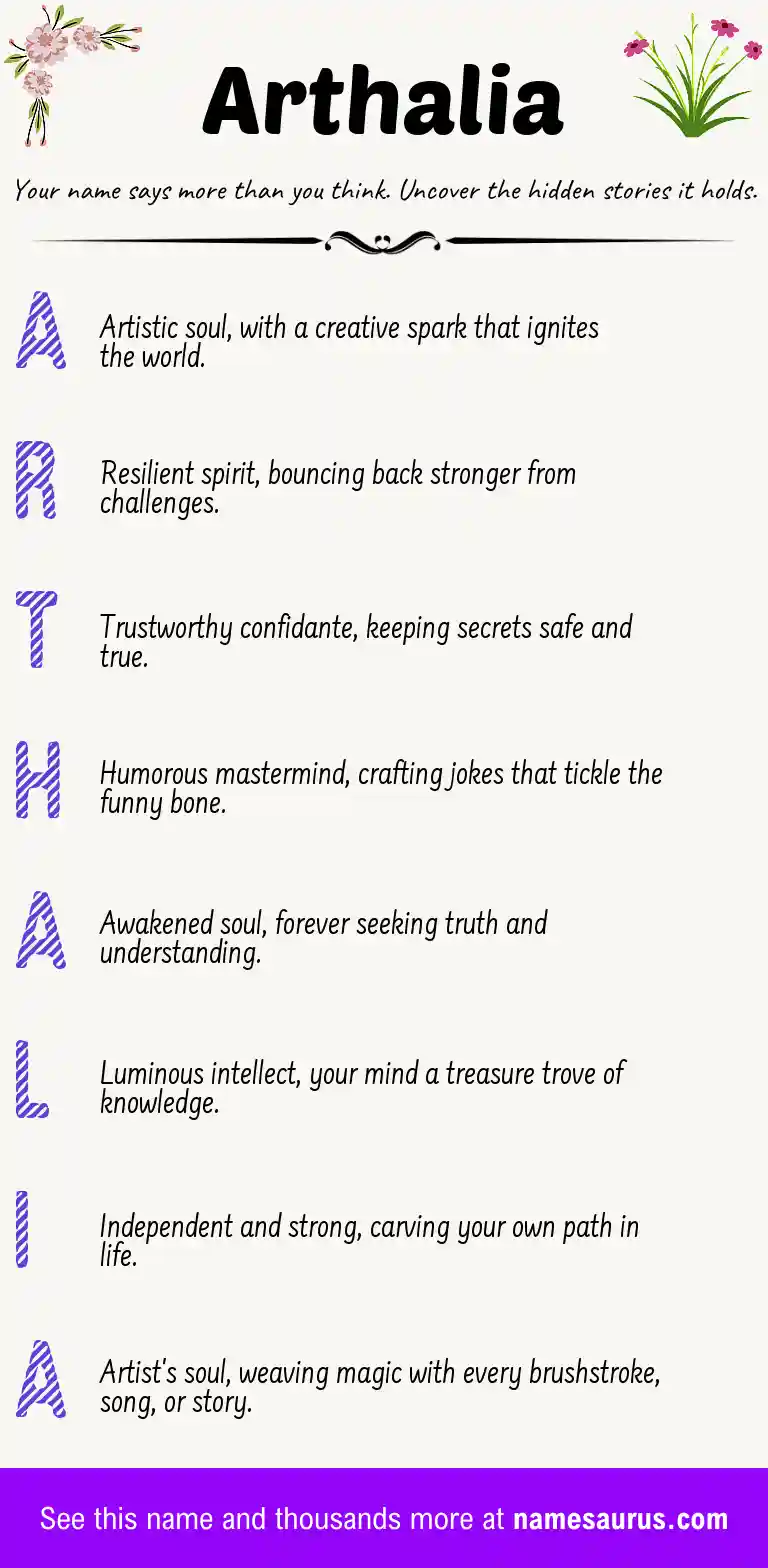 Acrostic poem about Arthalia.