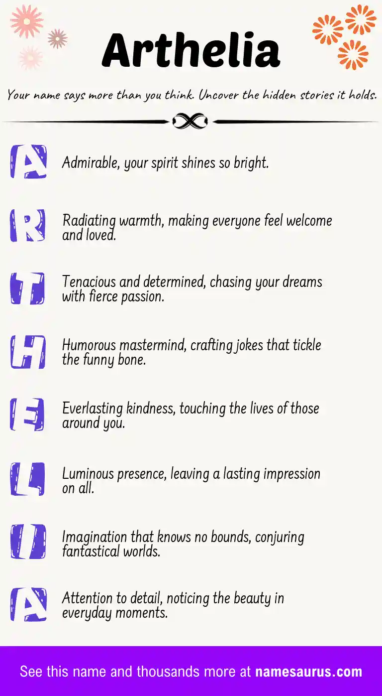 Acrostic poem about Arthelia.