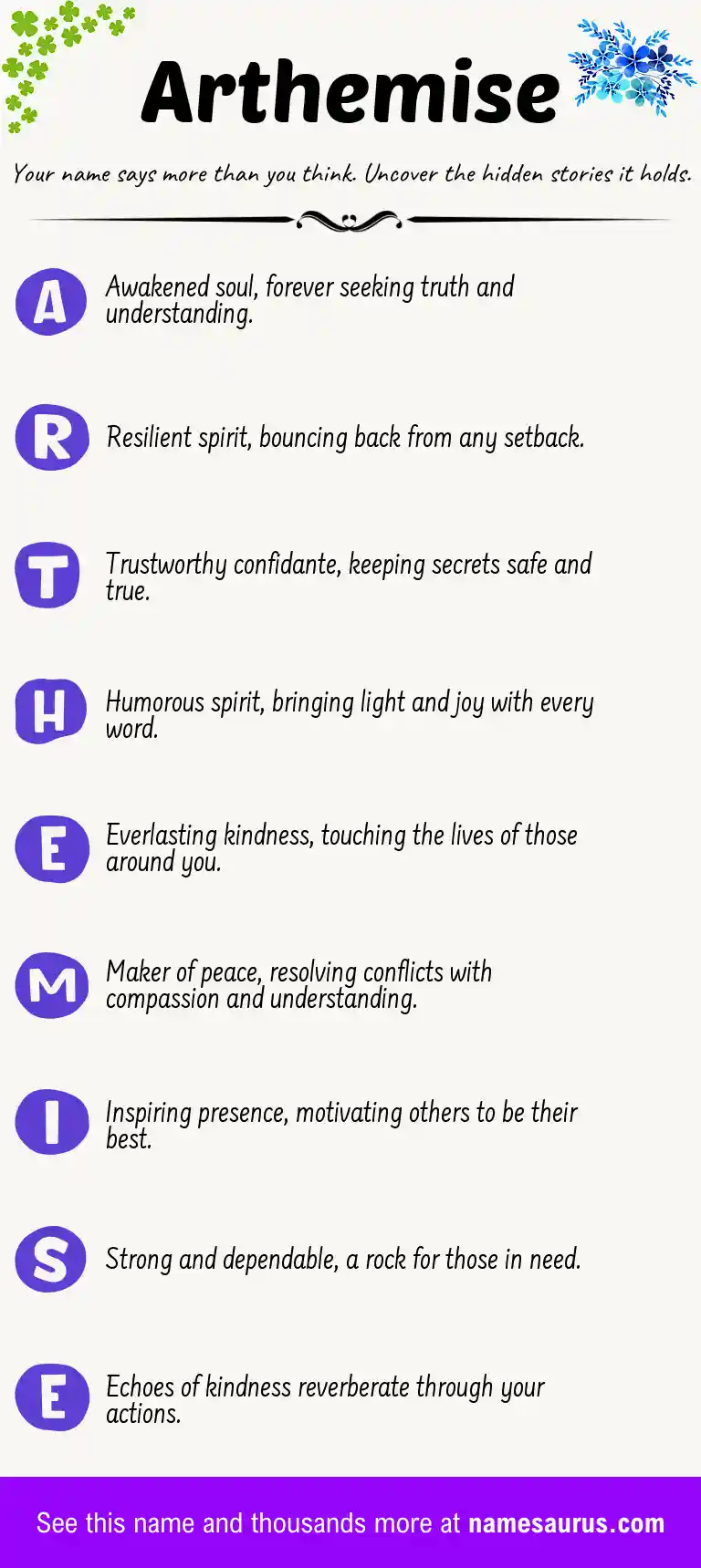 Acrostic poem about Arthemise.