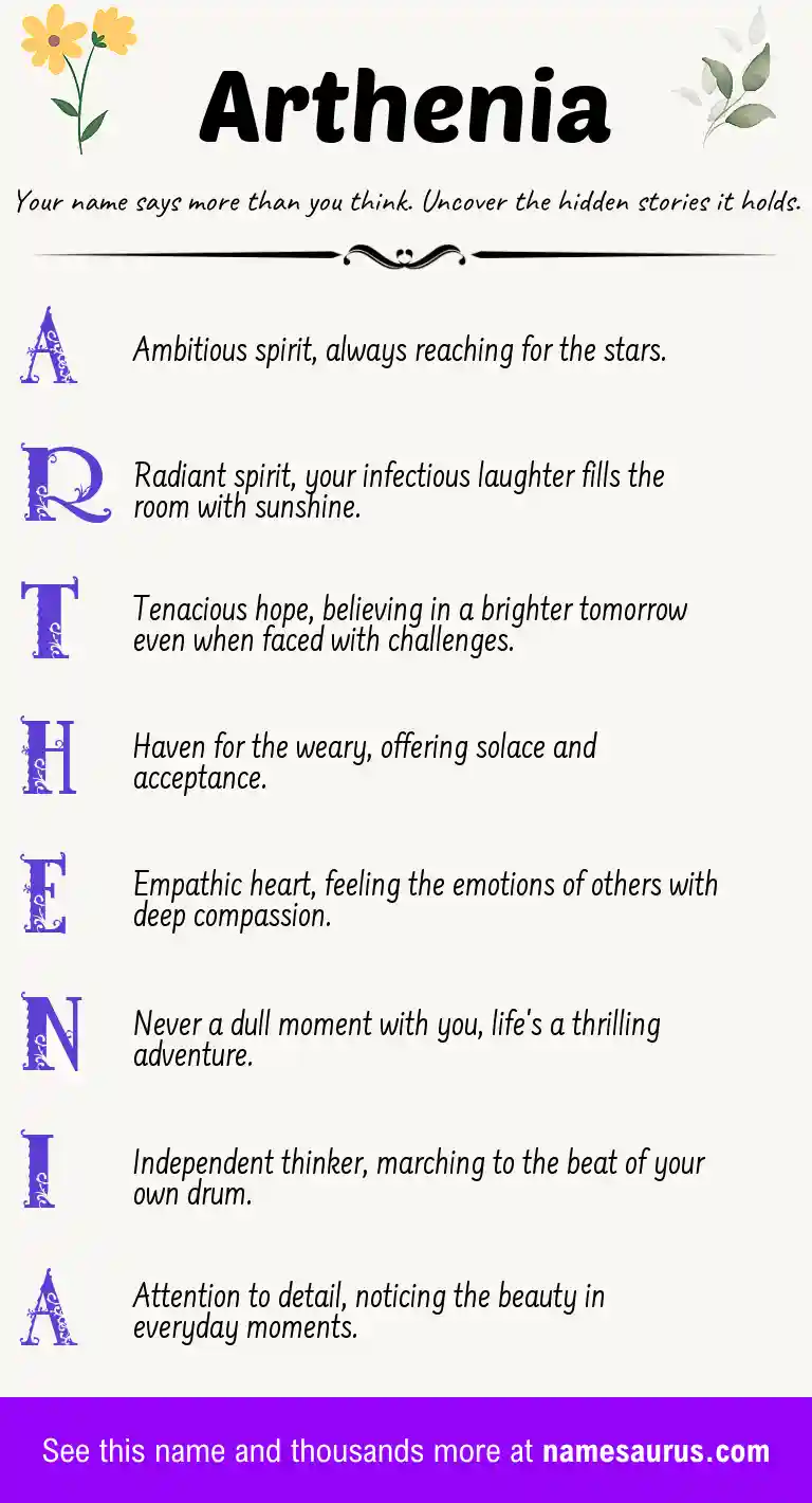 Acrostic poem about Arthenia.