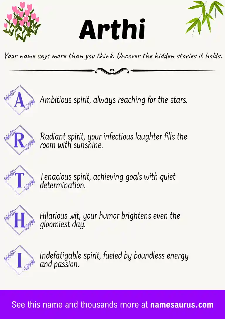 Acrostic poem about Arthi.