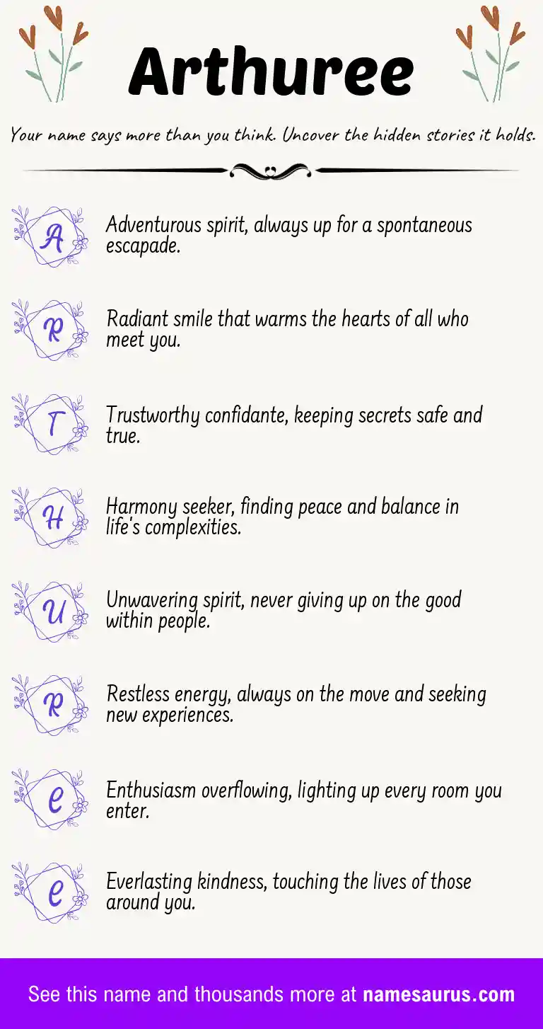 Acrostic poem about Arthuree.