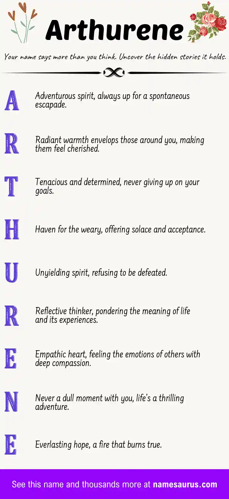 Acrostic poem about Arthurene.