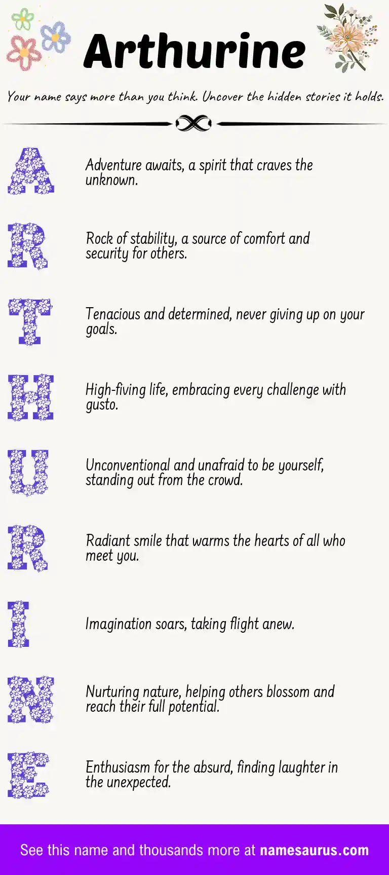 Acrostic poem about Arthurine.