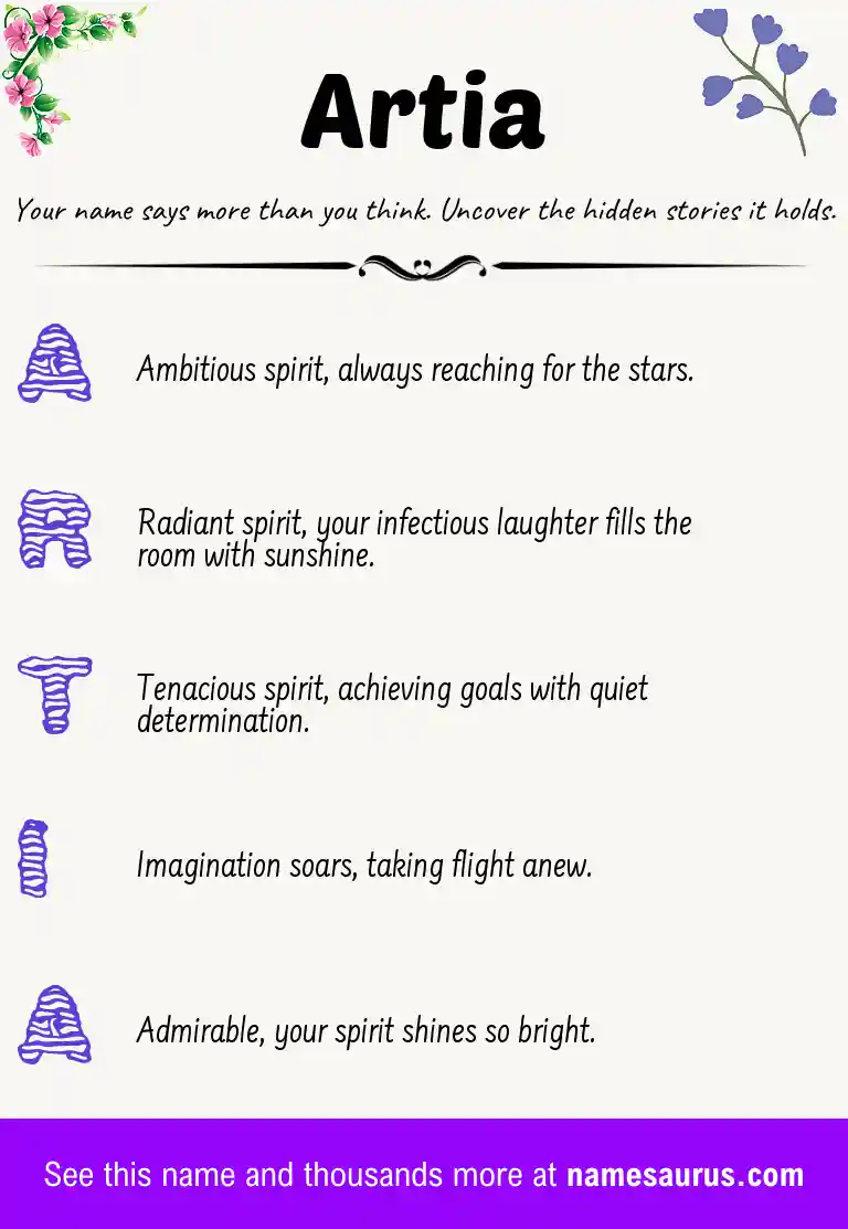 Acrostic poem about Artia.