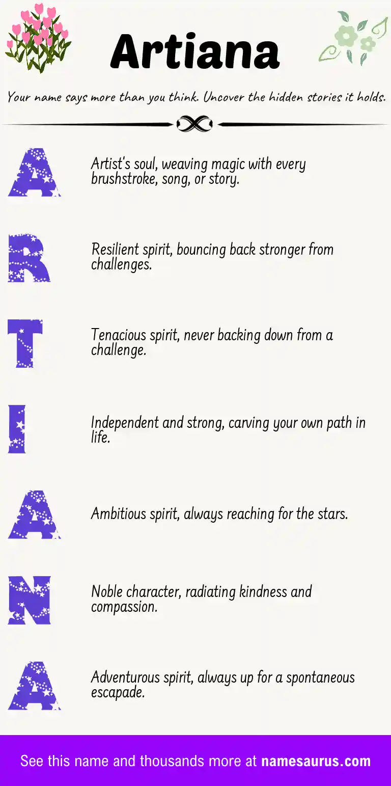 Acrostic poem about Artiana.