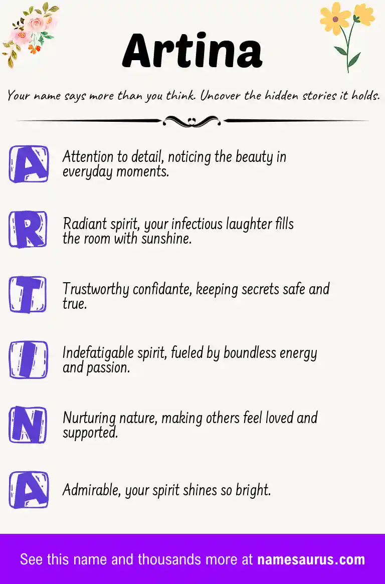 Acrostic poem about Artina.