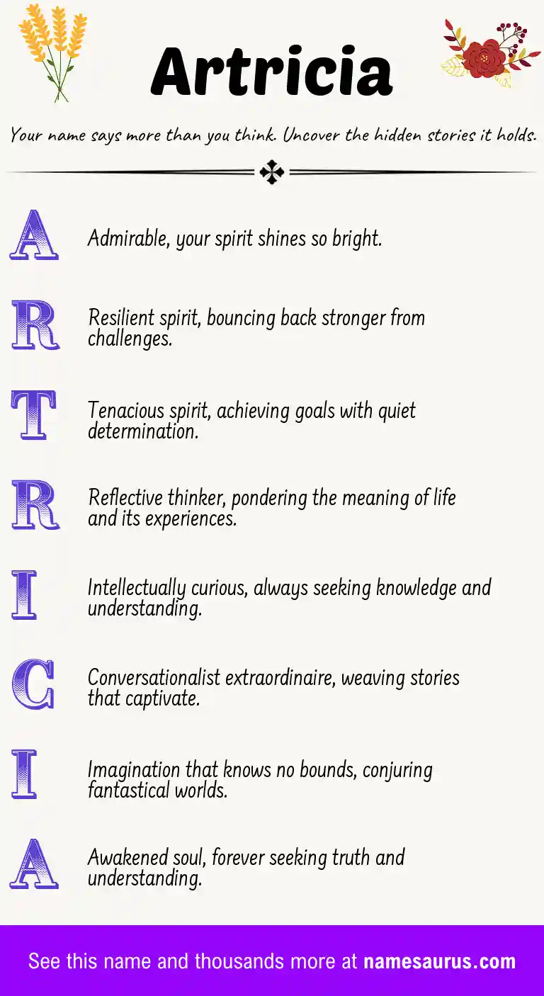 Acrostic poem about Artricia.