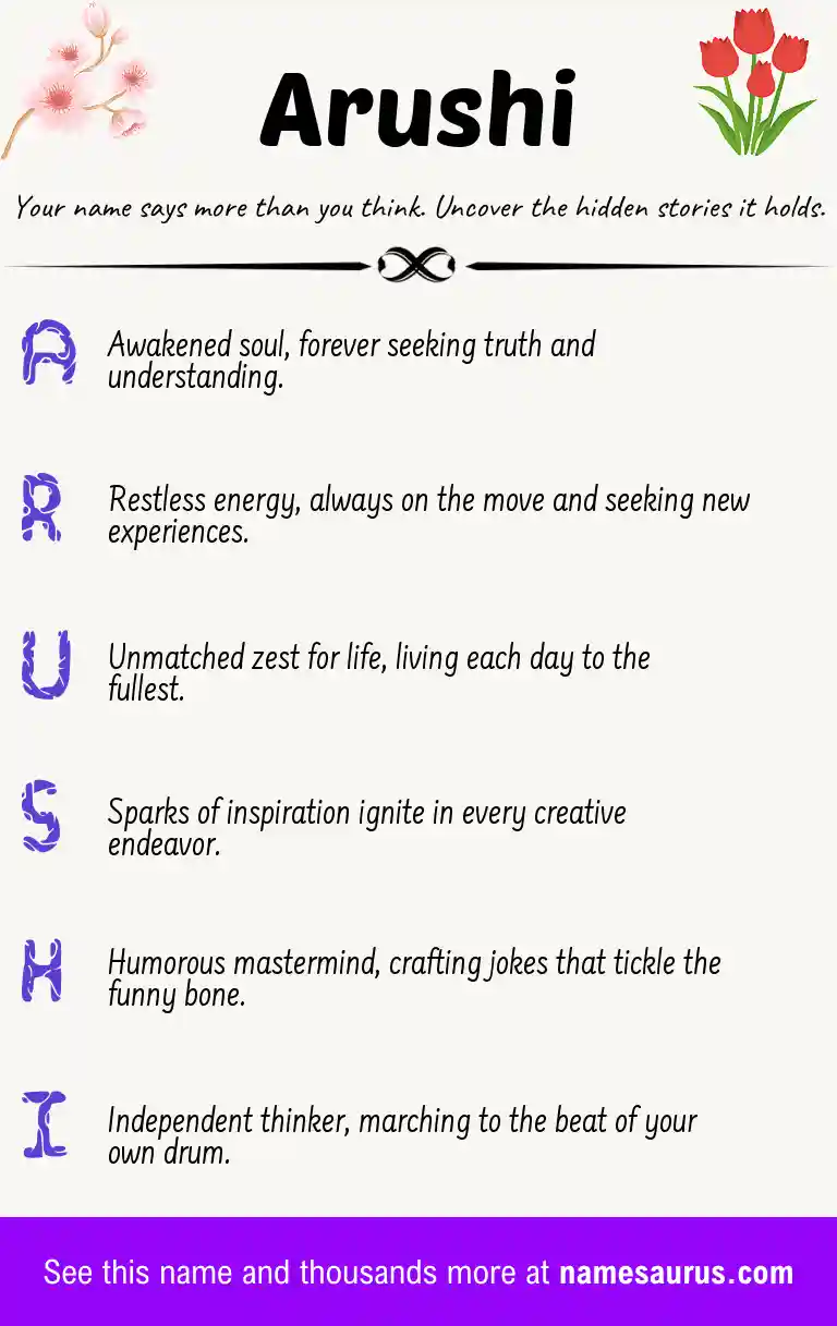 Acrostic poem about Arushi.
