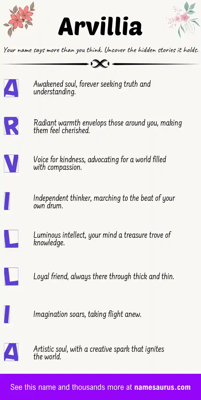 Acrostic poem about Arvillia.