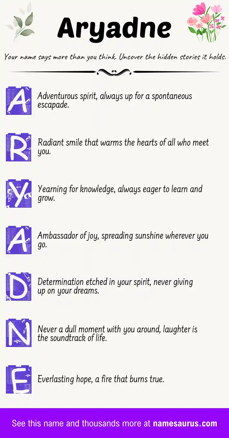 Acrostic poem about Aryadne.