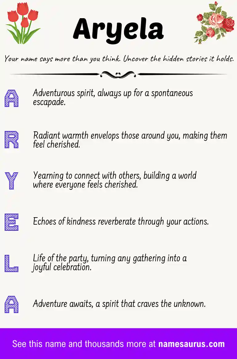 Acrostic poem about Aryela.