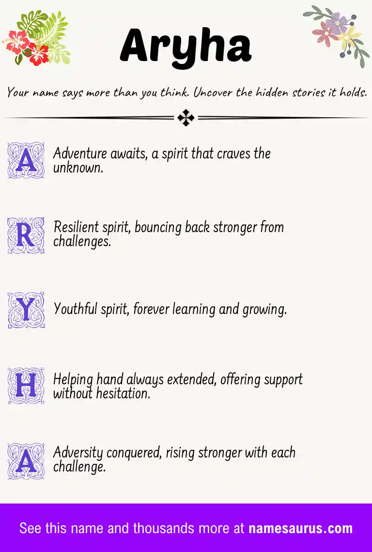 Acrostic poem about Aryha.