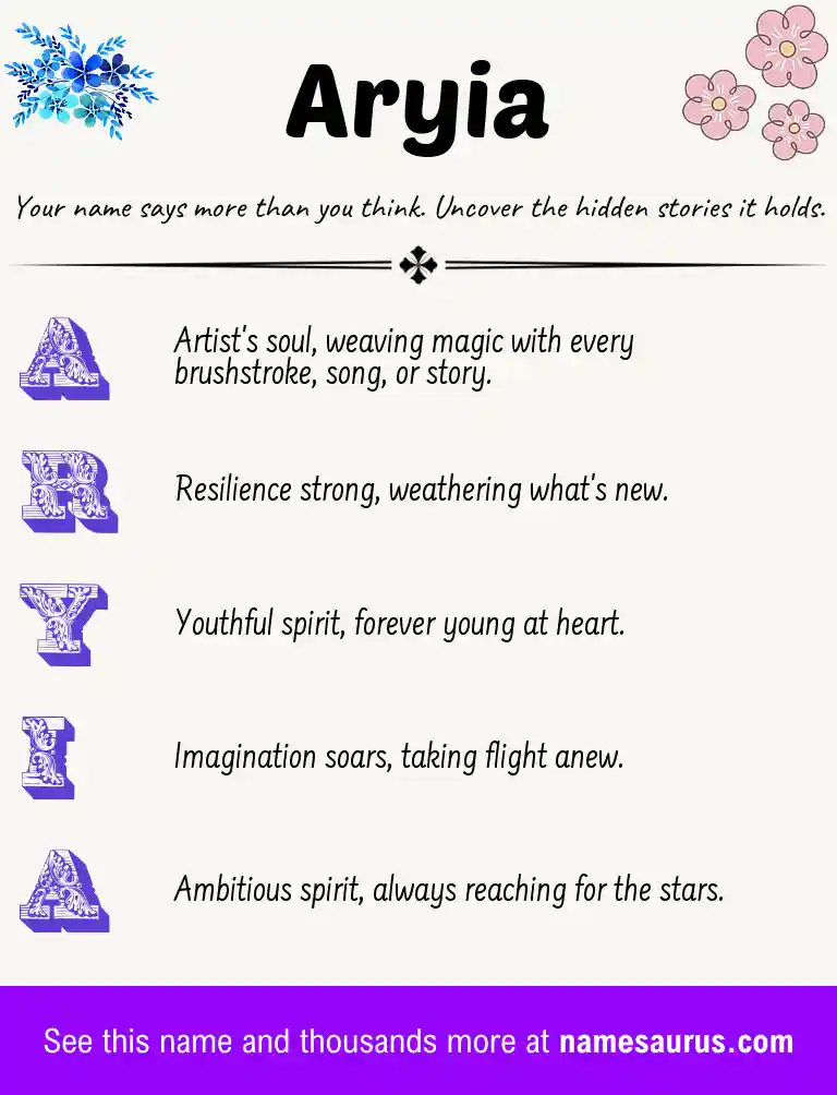 Acrostic poem about Aryia.