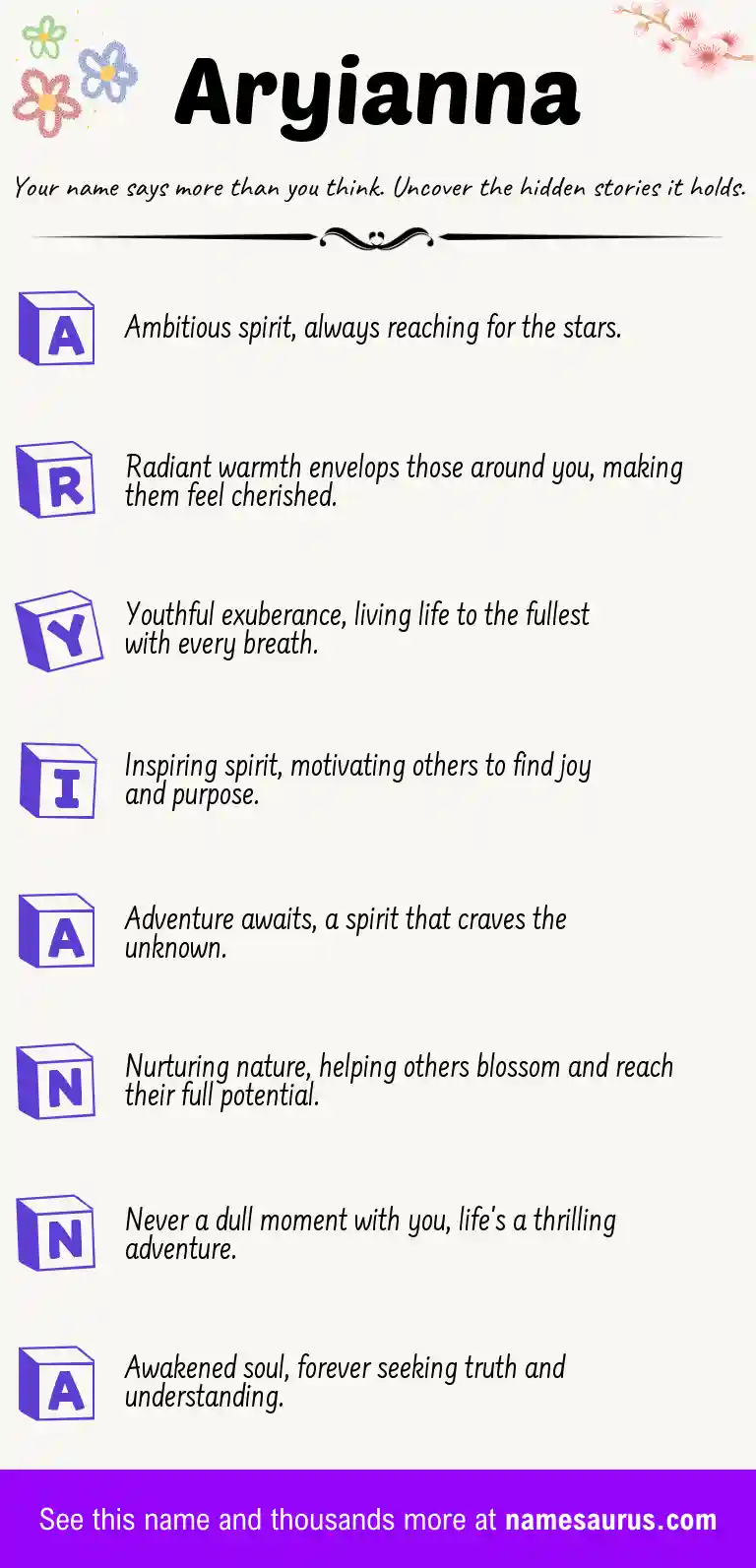 Acrostic poem about Aryianna.