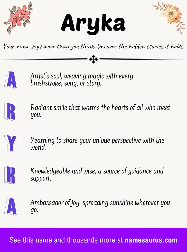 Acrostic poem about Aryka.