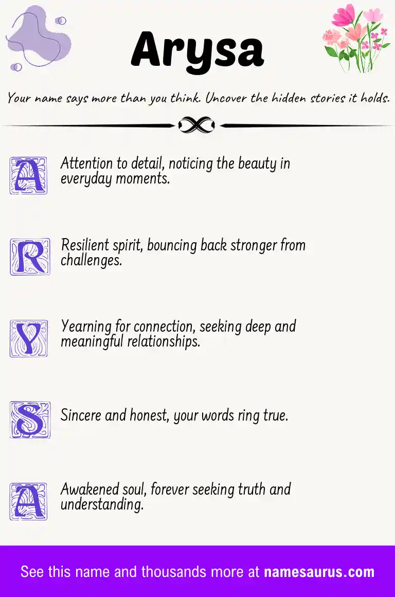 Acrostic poem about Arysa.