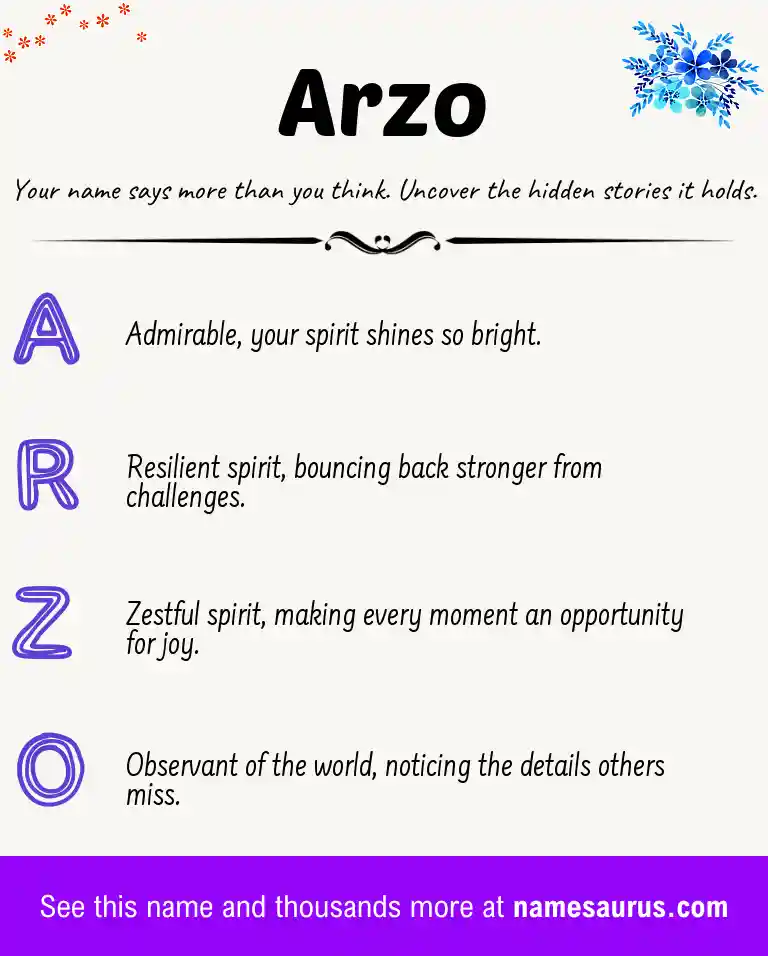 Acrostic poem about Arzo.