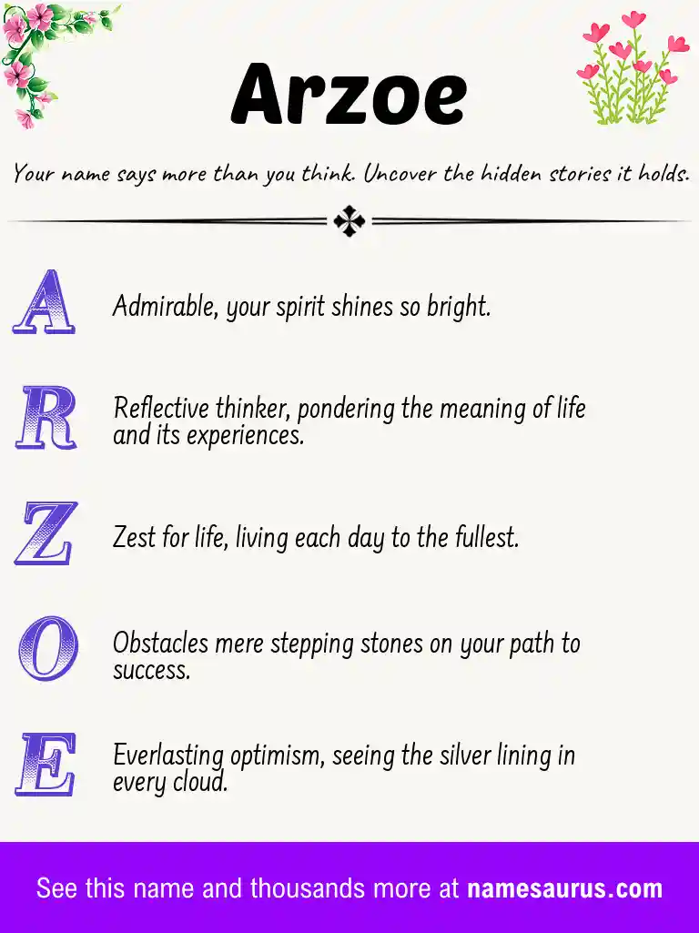 Acrostic poem about Arzoe.