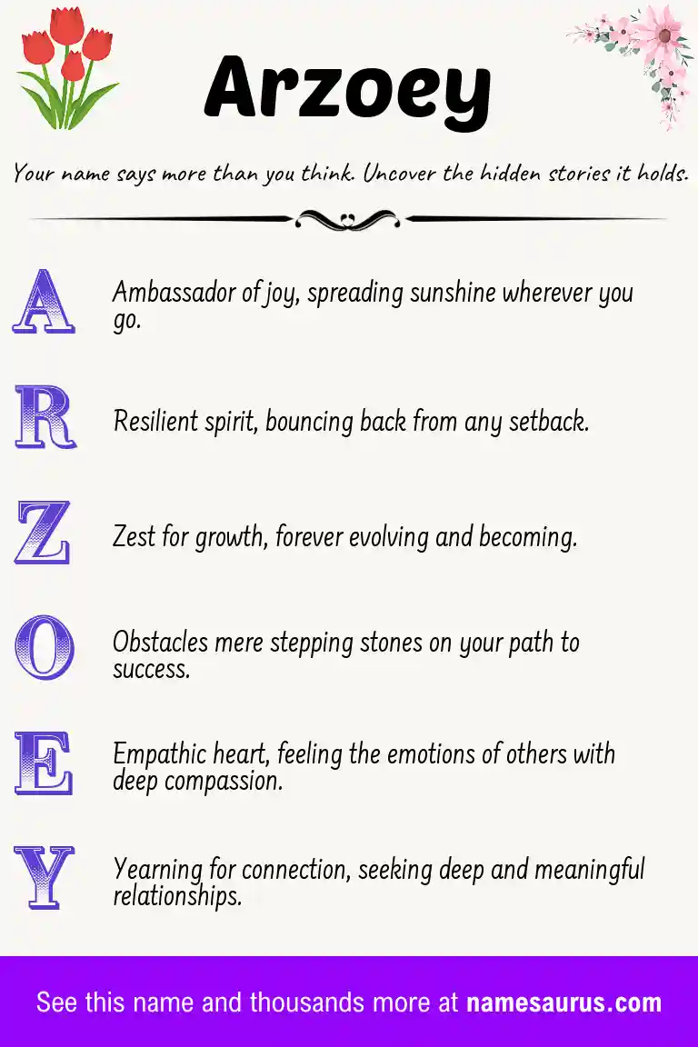 Acrostic poem about Arzoey.