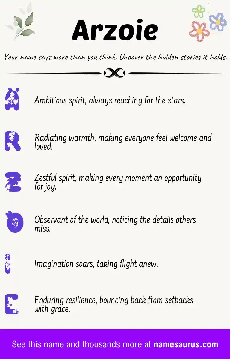 Acrostic poem about Arzoie.