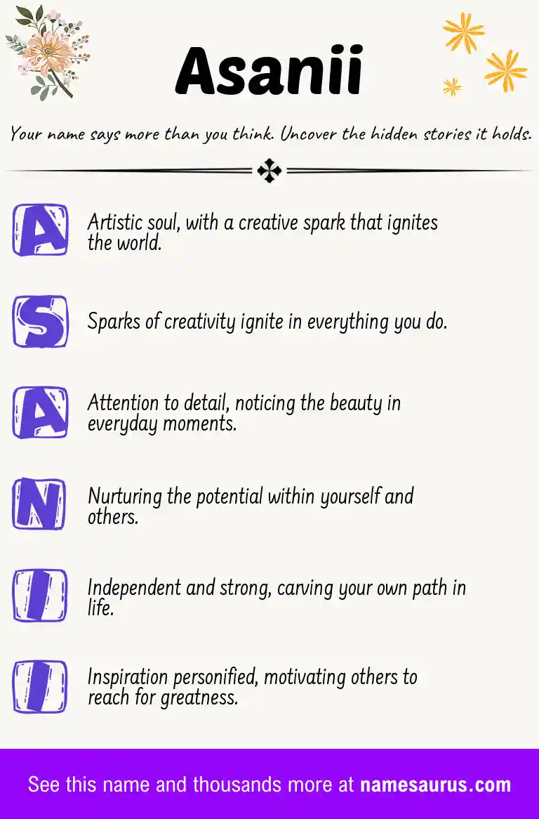 Acrostic poem about Asanii.