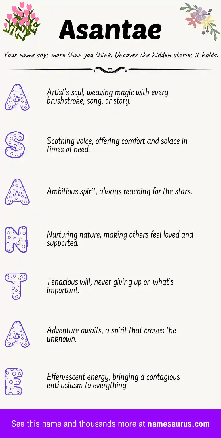 Acrostic poem about Asantae.
