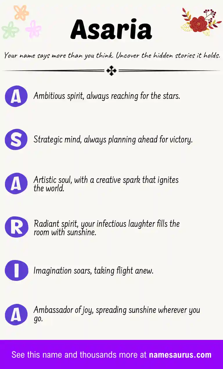Acrostic poem about Asaria.