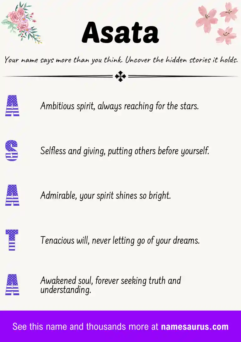 Acrostic poem about Asata.