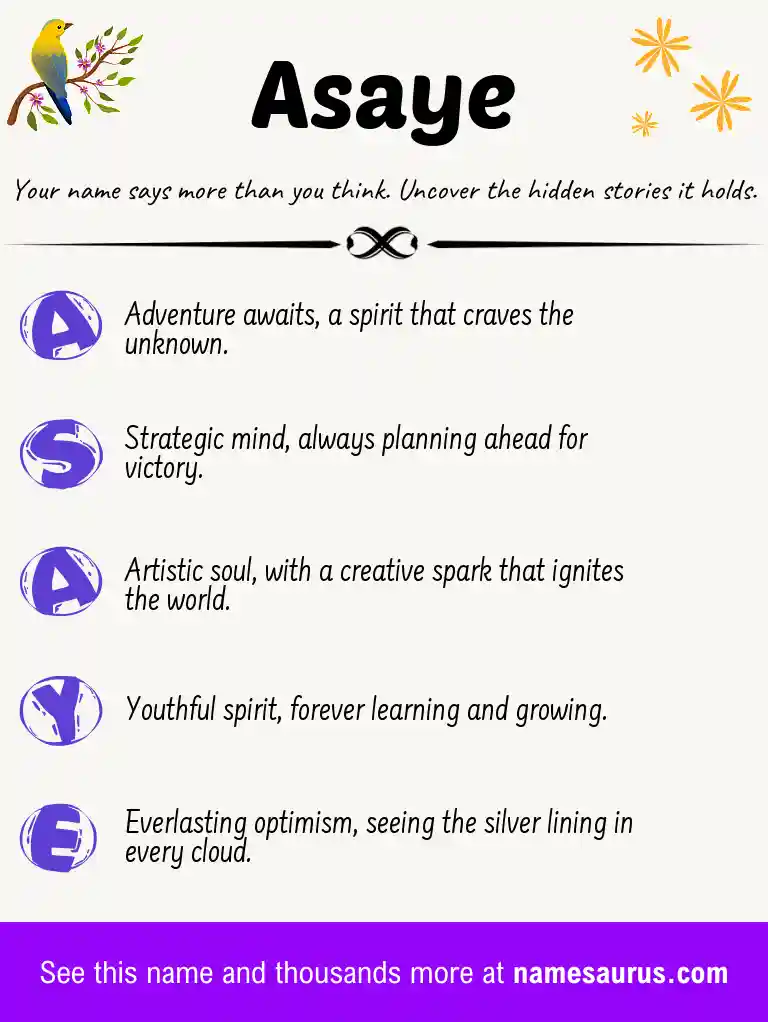 Acrostic poem about Asaye.