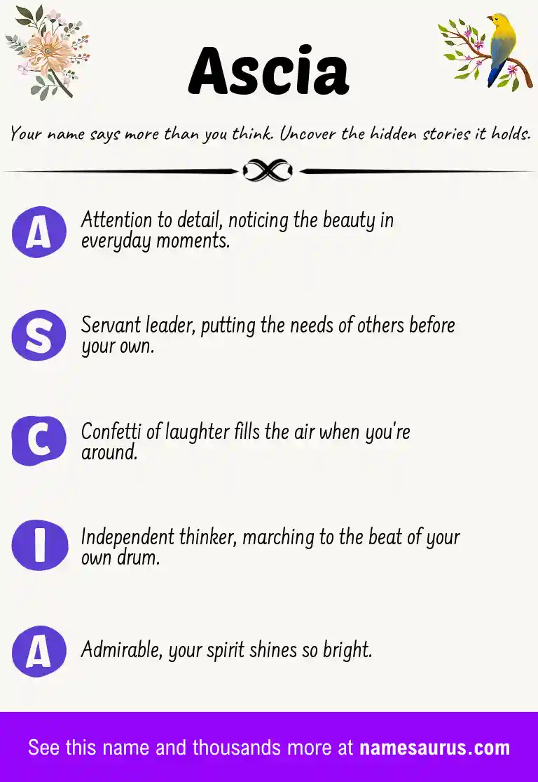 Acrostic poem about Ascia.