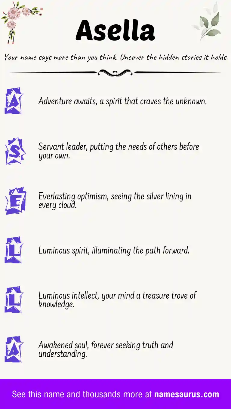 Acrostic poem about Asella.