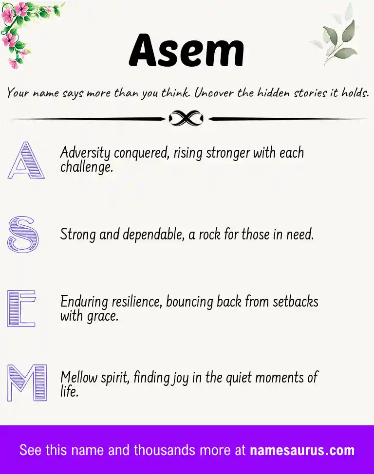 Acrostic poem about Asem.