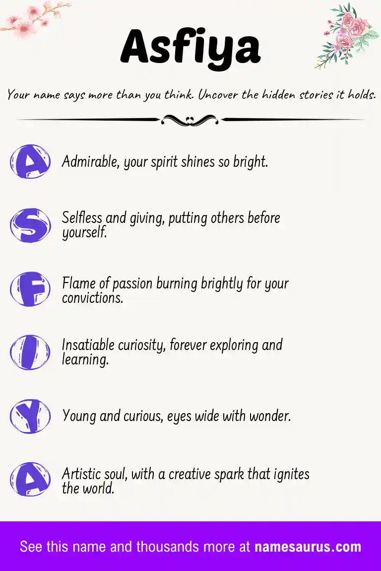 Acrostic poem about Asfiya.