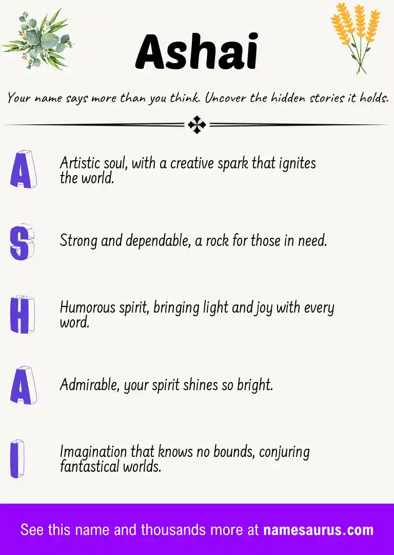 Acrostic poem about Ashai.