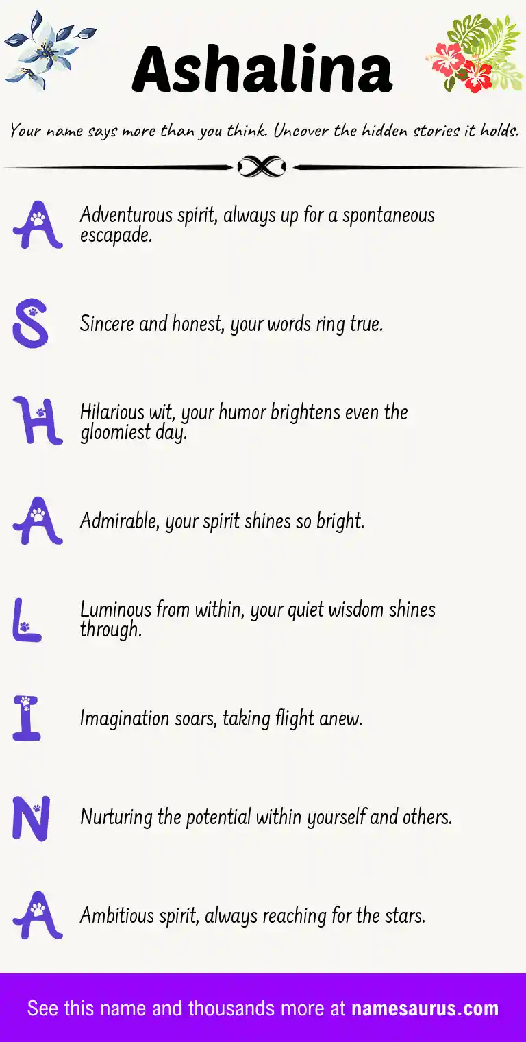 Acrostic poem about Ashalina.