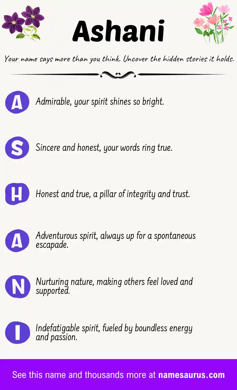 Acrostic poem about Ashani.