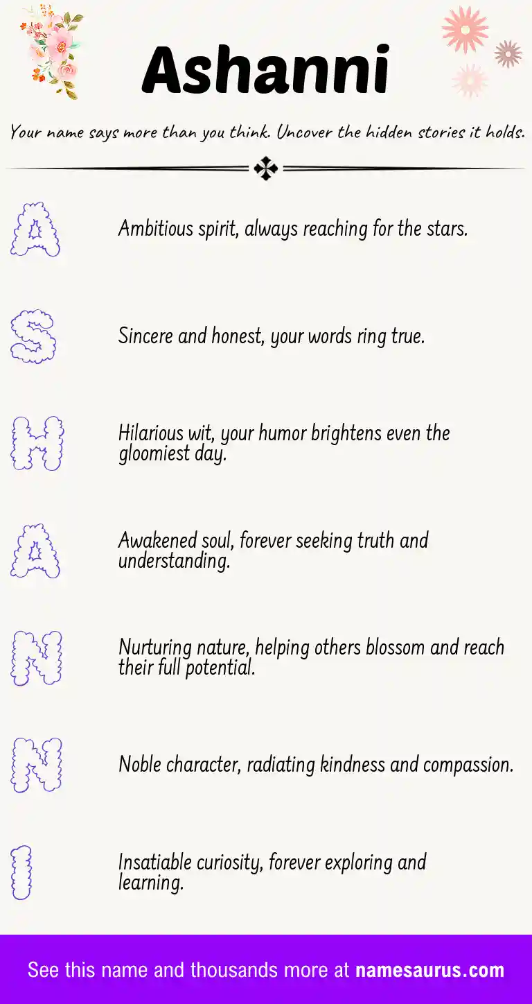 Acrostic poem about Ashanni.
