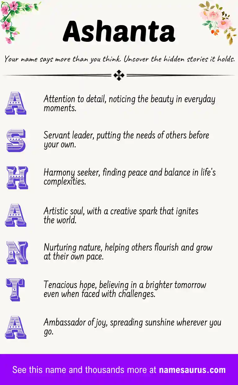 Acrostic poem about Ashanta.