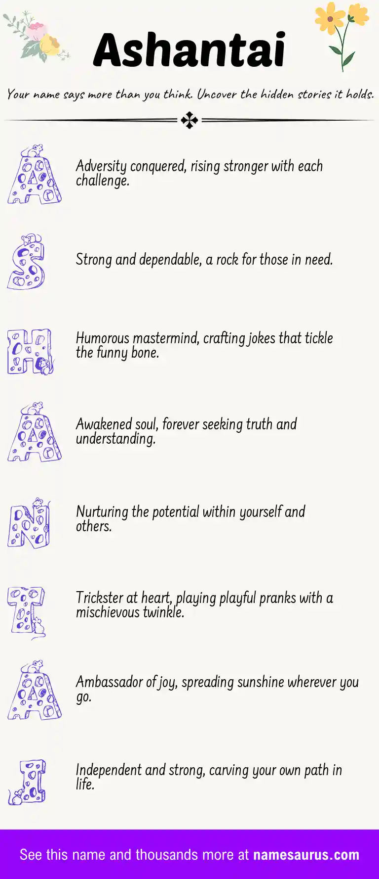 Acrostic poem about Ashantai.