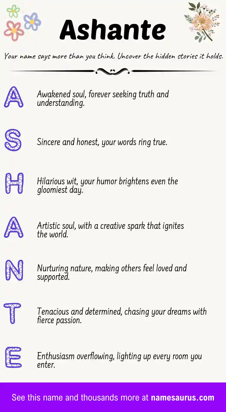Acrostic poem about Ashante.