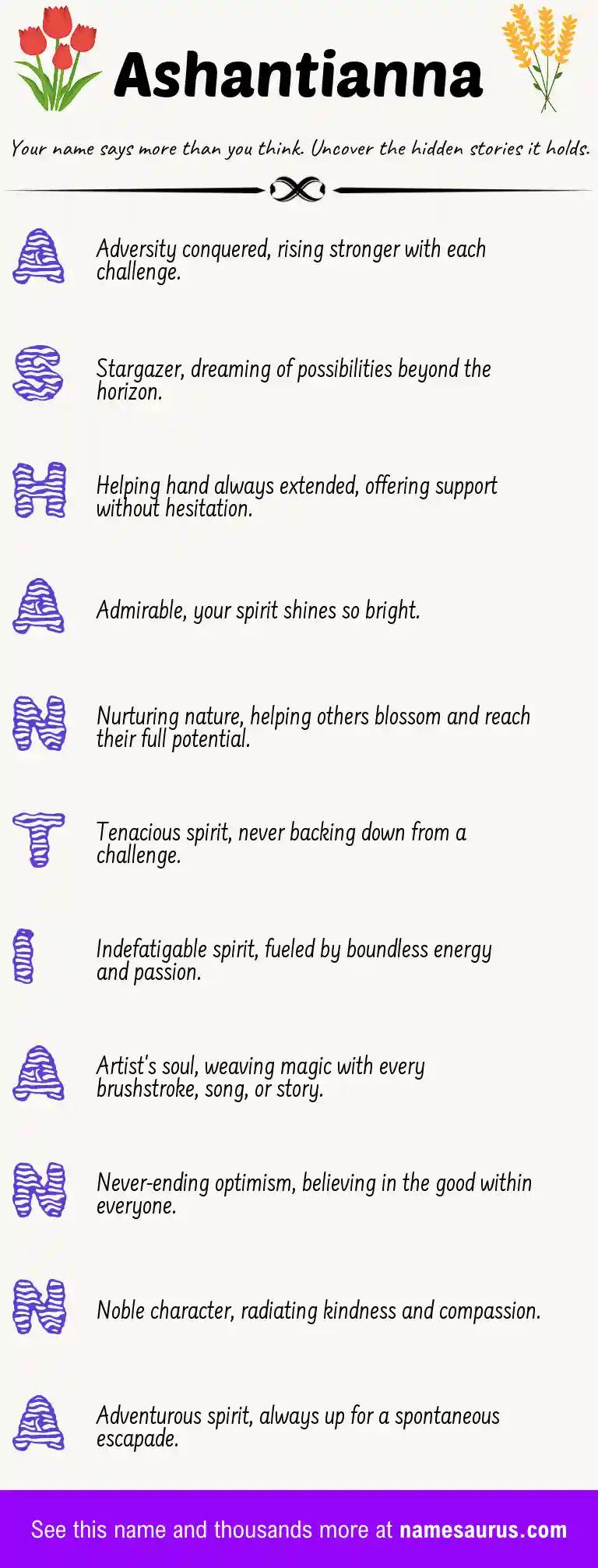 Acrostic poem about Ashantianna.
