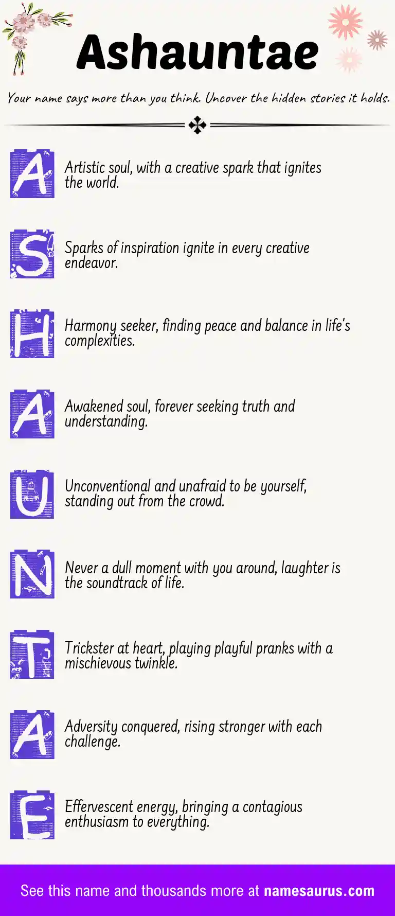 Acrostic poem about Ashauntae.
