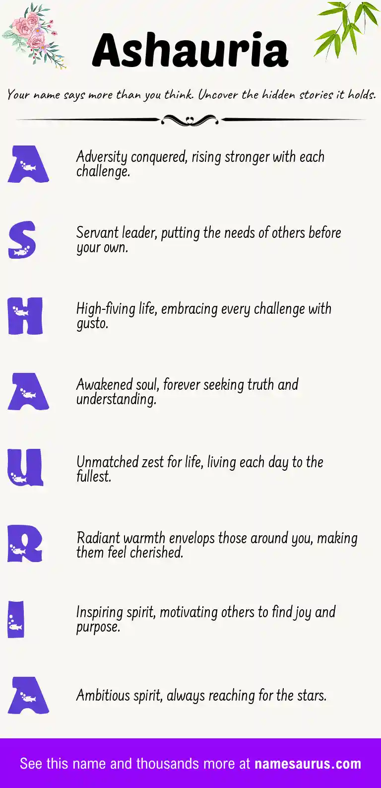 Acrostic poem about Ashauria.