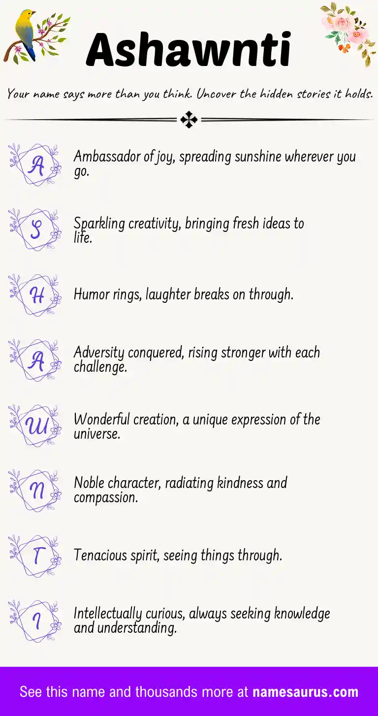 Acrostic poem about Ashawnti.