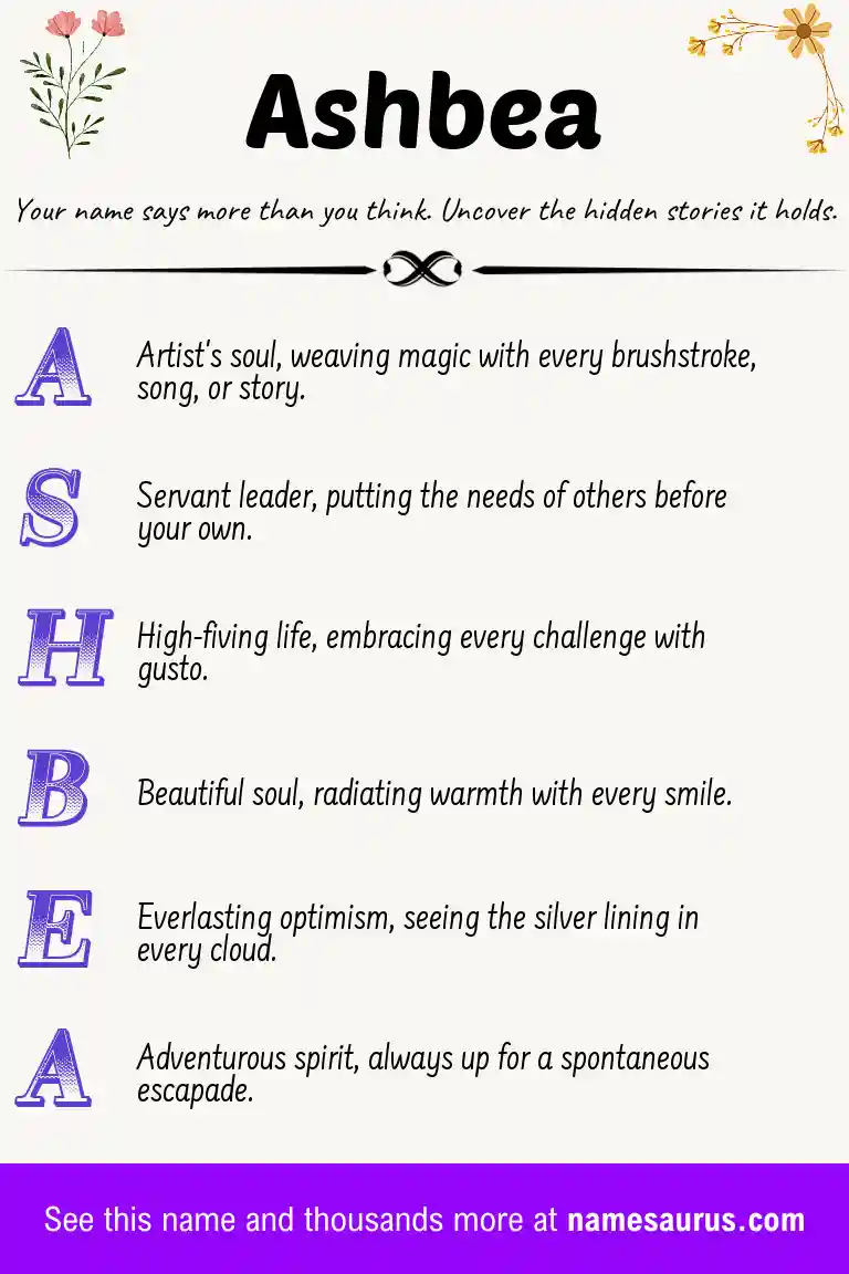 Acrostic poem about Ashbea.
