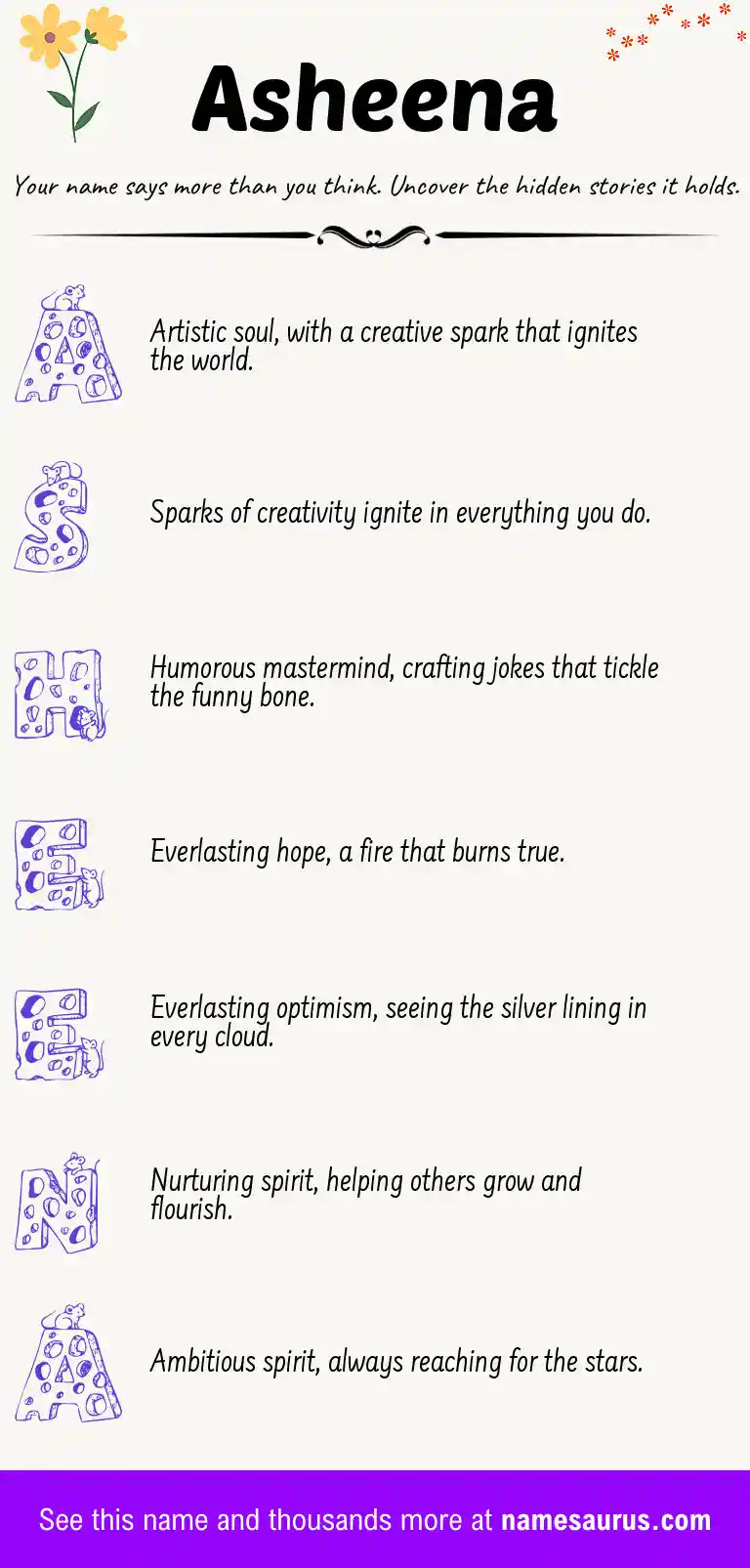 Acrostic poem about Asheena.