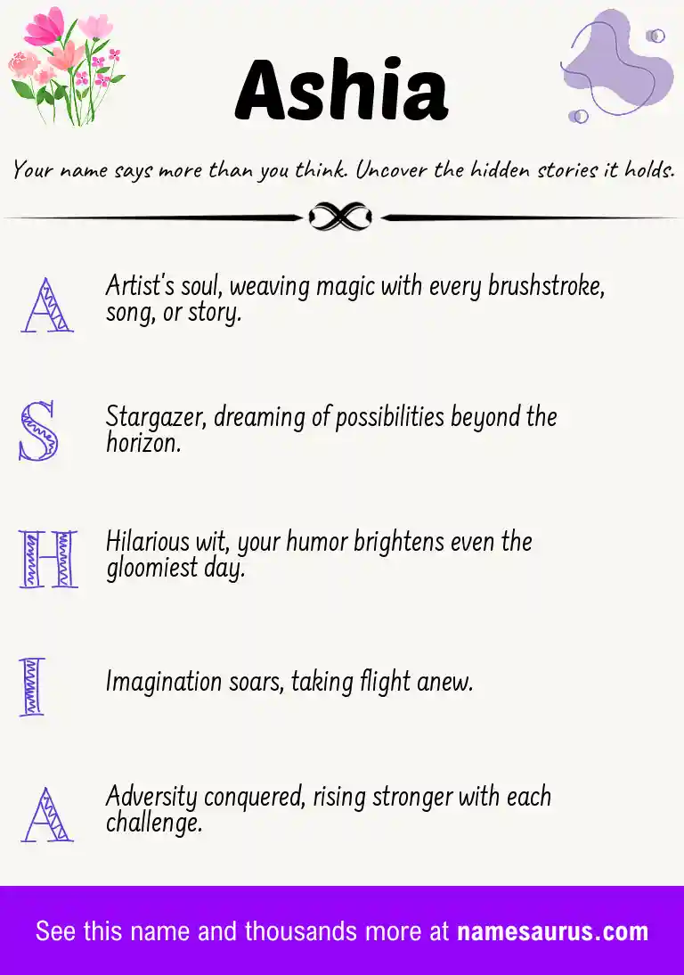 Acrostic poem about Ashia.
