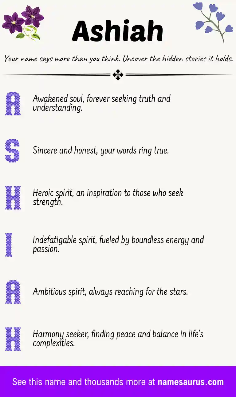 Acrostic poem about Ashiah.